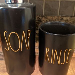 Rae Dunn Halloween "Rinse & Soap" Bathroom Accessories